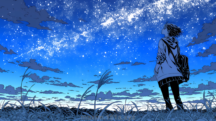 星空を眺めている若い女性｜7月7日と、1月7日の話